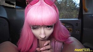 fake taxi - pink haired wonder fucker gets her pussy creampied in reality doggystyle british cum missionary big cock babe european creampie cumshot