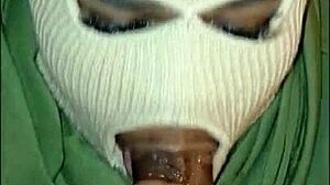 Masked Girl Gives Super Sloppy Deep Throat