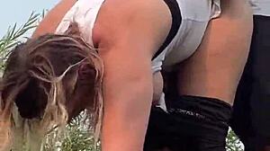 Watch us almost get caught fucking in the park!