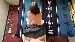 Amateur schoolgirl bent over after class