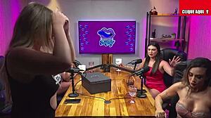 Latina with big tits undresses while shaking her shaved ass.