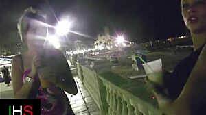 Beautiful brunette girl enjoys outdoor activities with friends