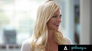 Girlsway lesbo masseuses serene siren and alex coal fuck lonely housewife slimthick vic in group session