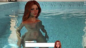 Redhead Babe Rides And Licks In Poolside Midnight Ride