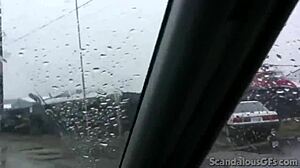 teen hottie teases in car with toys