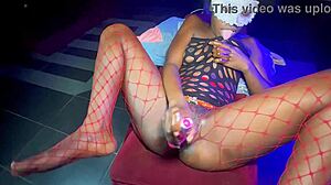 Horny Ebony Babe Gets Big Cock After Masturbating!