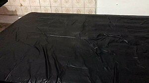 Amateur binds legs tight with straps for self-bondage play