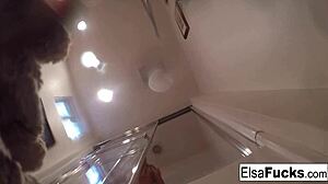 Tiny Babe Elsa Jean Fingers Her Hairy Pussy So Intensely!