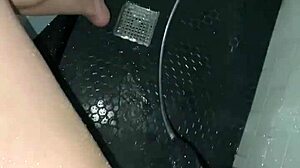 Arab escort masturbates tight pussy in shower