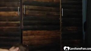 Hot brunette co-worker blows me before anal pounding