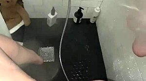 Arab escort masturbates tight pussy in shower