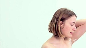 Sweet teen carefully shaves herself in this intimate moment.