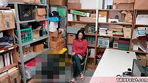 petite half black teen caught shoplifting gets pussy fucked by mall cop