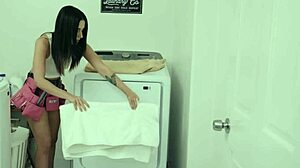 petite blonde teen puts on strap-on and fucks her roommate hard