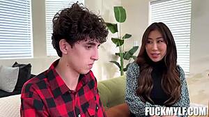 Nicole schools Dylan in blowjob pleasure!