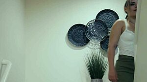 petite blonde teen puts on strap-on and fucks her roommate hard