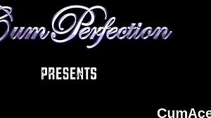 Frisky peach sucking cum load on face