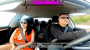 the tv host brunette milf kisses and gives blowjob to luis garay in the car during interview