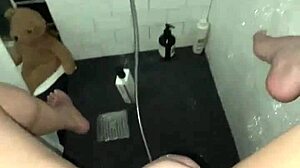 Arab escort masturbates tight pussy in shower
