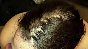 pissing in her mouth while admiring her big tits.