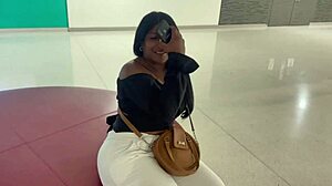 Big ass brunette rides horny stranger's cock roughly