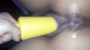 Latina wife enjoys intense orgasm riding a huge dildo in wild play