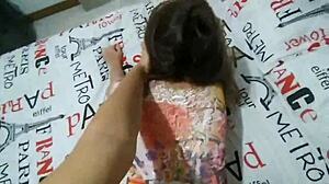 Latina Wife In Thong And Dress Bends Over In Front Of Mirror, Moaning As She Cheats With Amateur Babe.