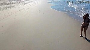 that beach walk with big tits and voyeur fun