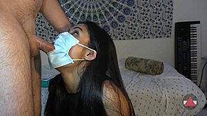 Masked Filipina deepthroats and swallows cock eagerly