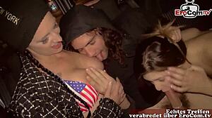 Young girl picks up strangers for public casting fun