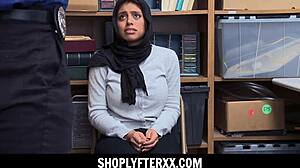 busty brunette muslim teen 18+ shoplifter in hijab punish fucked