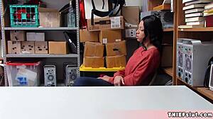 petite half black teen caught shoplifting gets pussy fucked by mall cop