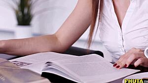 exploring the depths of her anatomy in a study session