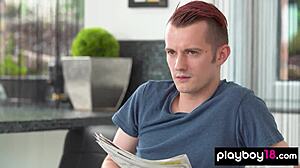 Dude Savors His Petite Girlfriend Alyssa Bounty's Fresh Shaved Pussy For Breakfast