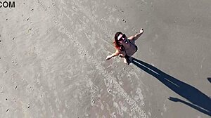 that beach walk with big tits and voyeur fun