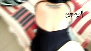 Latina amateur gets bent over for rough doggy style banging.