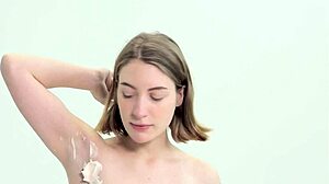 Sweet teen carefully shaves herself in this intimate moment.