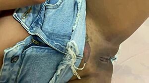 Hot Brunette Blows Big Cock In Skirt Without Panties!