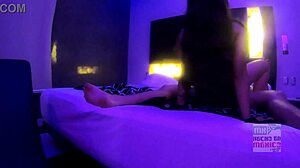 Curvy wife strips red thong for black lingerie semen humiliation.