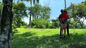 Horny Colombian Woman And Shameless Black Guy Flash During Walk