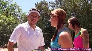 Intense blowjob at party leads to cum facial on amateur redhead teen outdoors