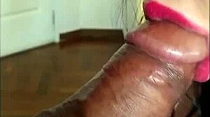 Brazilian babe gives a tasty blowjob to the black guy