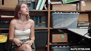 Blonde Teen Alyce Anderson Blowjob Punishment in Shop