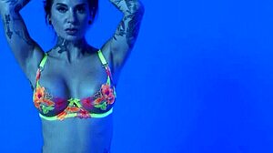 Joanna Angel's Big Tits Burst Out of Colorful Neon Lingerie!