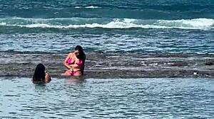 Two Beautiful Women Enjoying The Beach At Enseada Dos Corais In Cabo