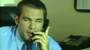 Oh, that brunette secretary in lingerie rides big cock on the bed!