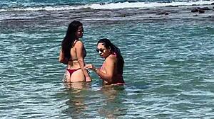 Two Beautiful Women Enjoying The Beach At Enseada Dos Corais In Cabo