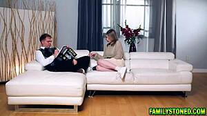 Stepmom and stepsis fuck lucky stepson intensely