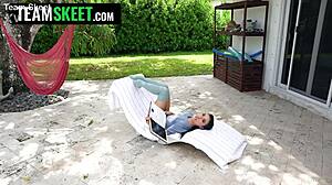 Cute Petite Stepsis Gets Her Tight Pussy Split Open in Risky Sex Game.