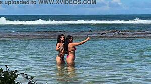 Two Beautiful Women Enjoying The Beach At Enseada Dos Corais In Cabo